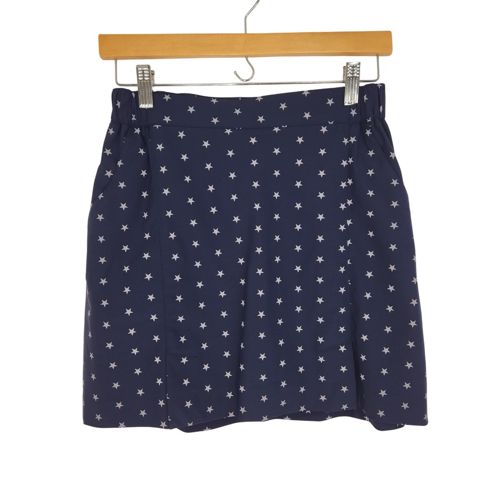 Lohla Sport Navy Blue Star Print Golf Tennis‎ Skort Womens Size 4 Elastic Waist